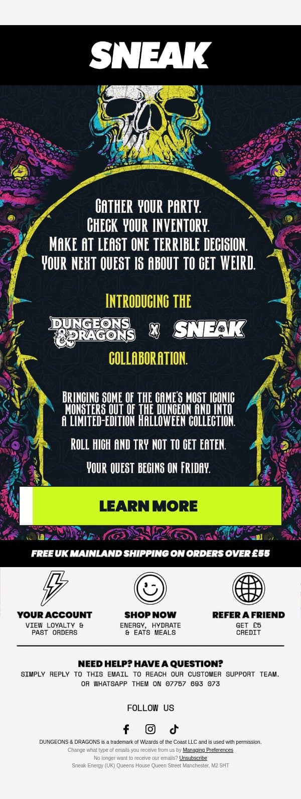 Your next quest is about to get weird... email from Sneak Energy screenshot