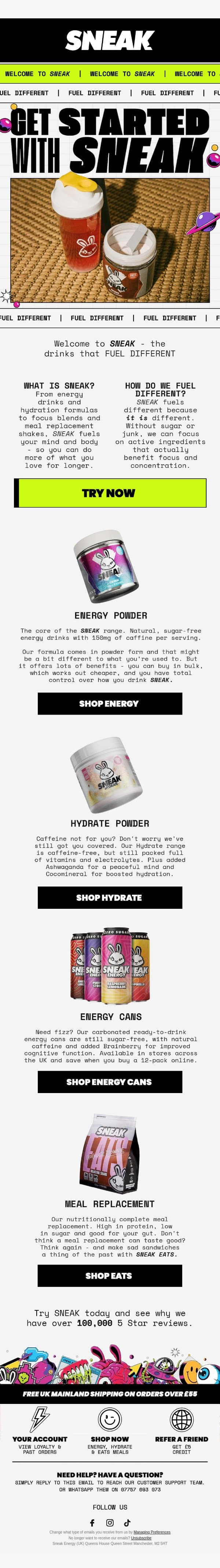 Get Started With SNEAK 🐰 email from Sneak Energy screenshot