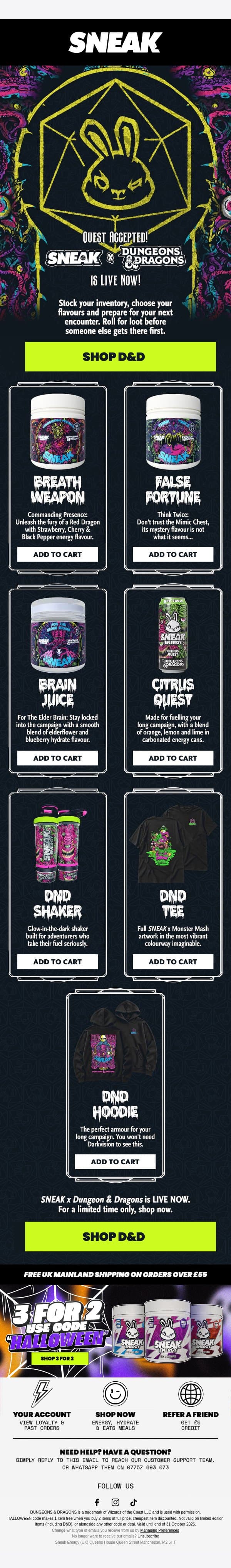 Live Now: DUNGEONS & DRAGONS email from Sneak Energy screenshot