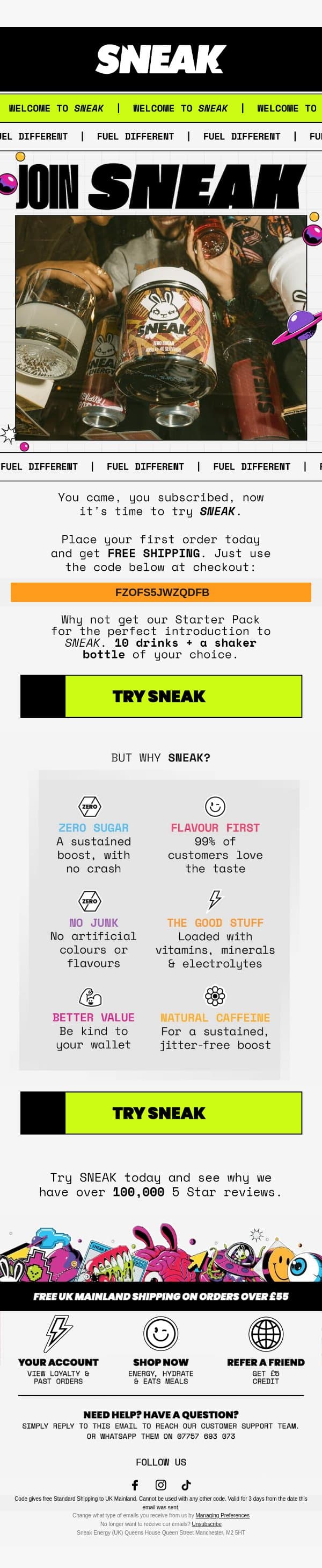 Join SNEAK today email from Sneak Energy screenshot