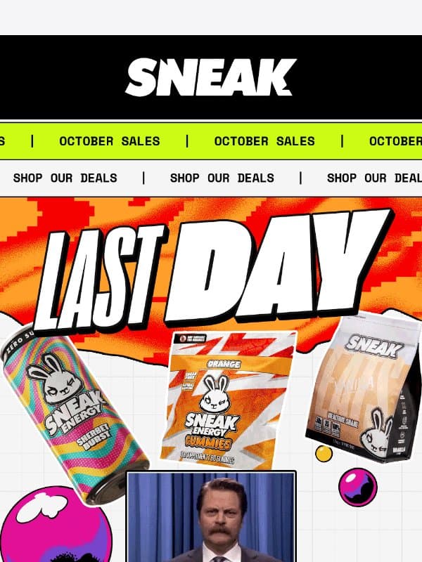 Last Day: £1 Cans & Sticks + Big Saving on Eats email from Sneak Energy
