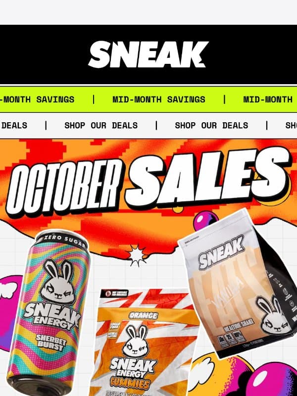 £1 Cans | £1 Sticks | £25 EATS | Free Gummies email from Sneak Energy