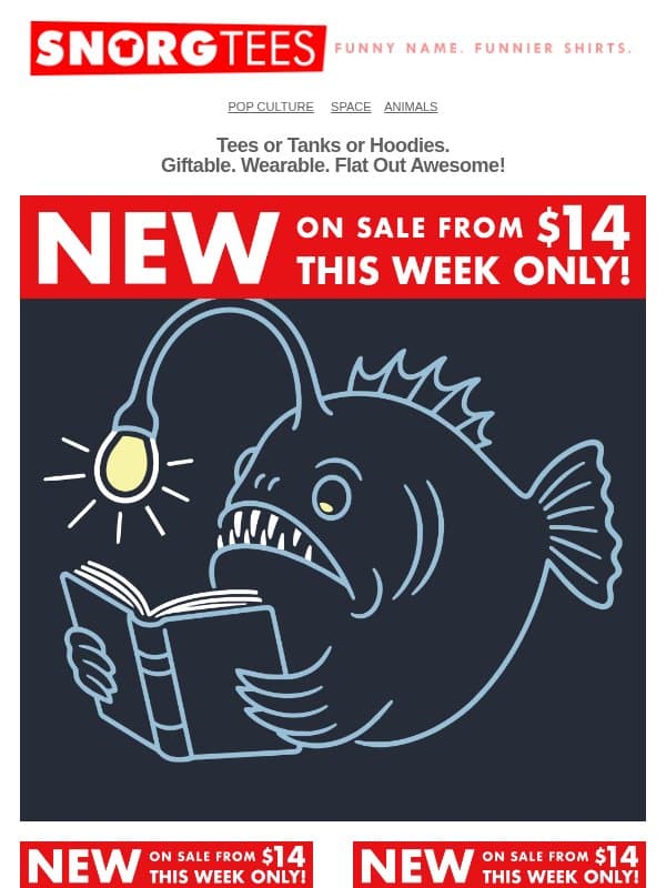 New Shirts Just Landed! 😎 email from SnorgTees