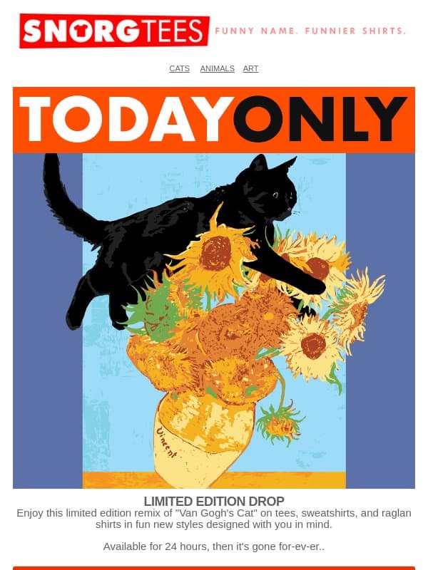 Van Gogh's Cat - Limited Drop! 😹 email from SnorgTees