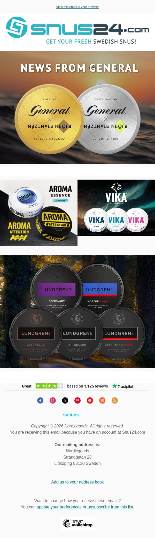 GENERAL x Björn Frantzén | Snus24 email from Snus24 screenshot