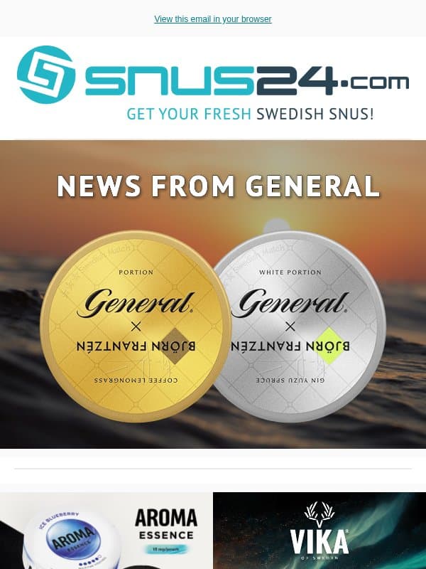GENERAL x Björn Frantzén | Snus24 email from Snus24