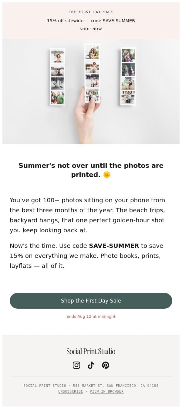 15% off Everything in Time for School email from Social Print Studio screenshot