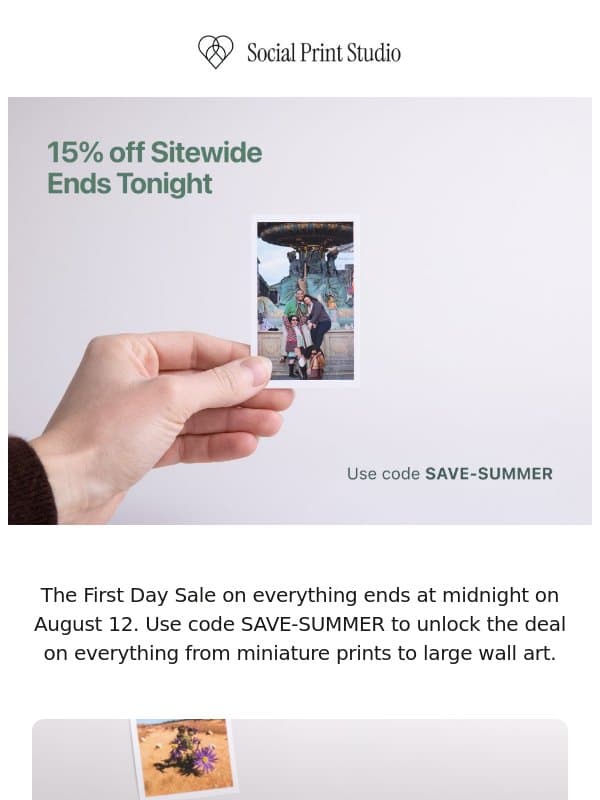 ✏️ Our Sitewide Sale is Ending! email from Social Print Studio