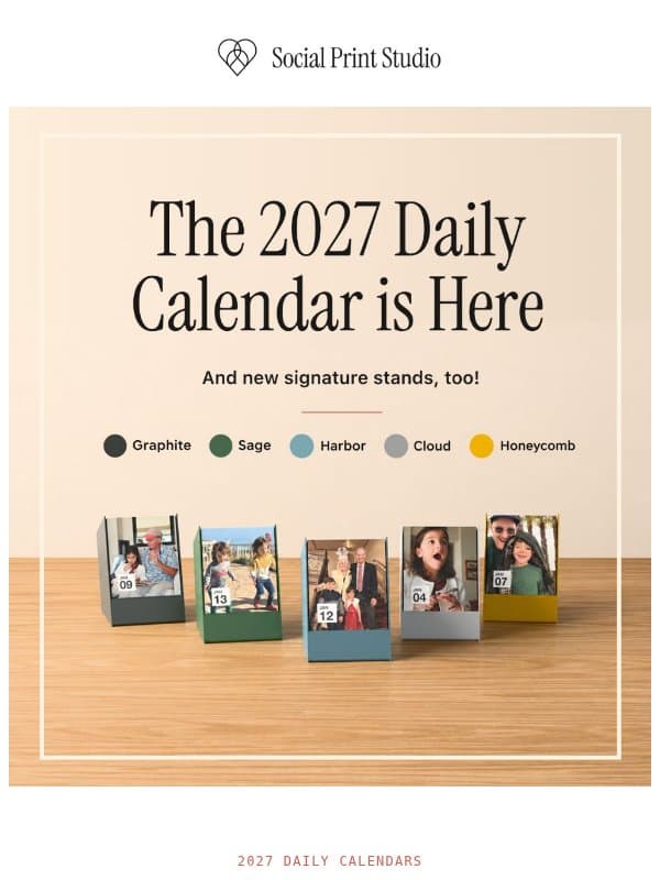 2027 Calendar Season at Social Print Studio email from Social Print Studio