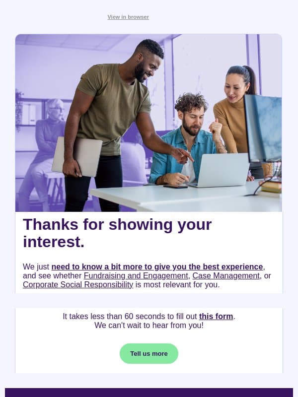 Choose your adventure email from Social Solutions Apricot