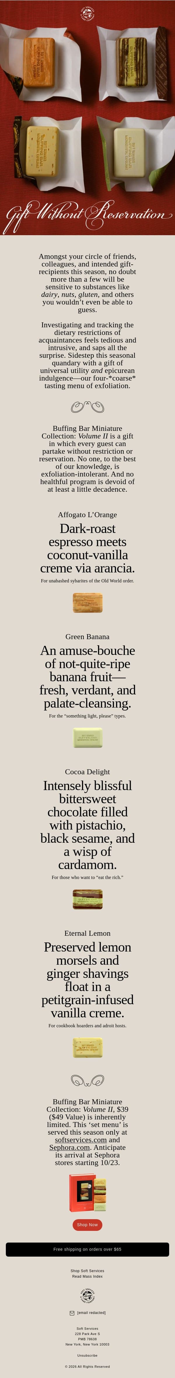The gift that gratifies all palates & tastes email from Softservices screenshot