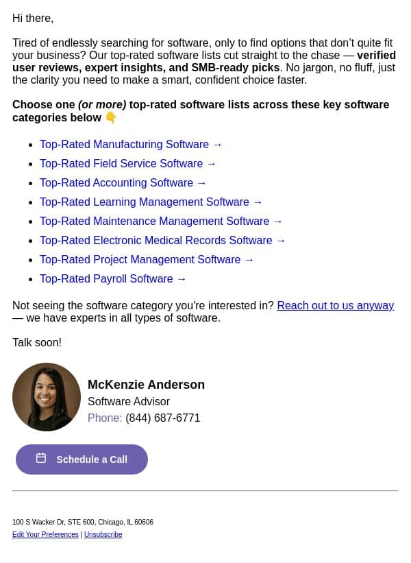 🚦 Fast-track your software search—no more guesswork email from Software Advice screenshot