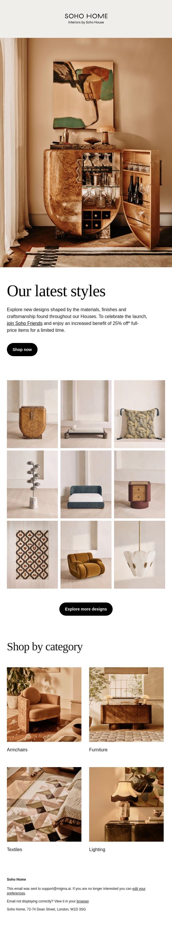 New arrivals inspired by our Houses email from Soho Home screenshot