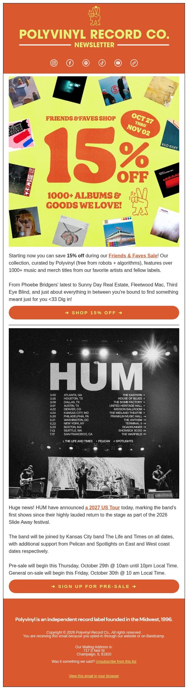 π 15% Off Friends & Faves Vinyl & More π email from Sonder Living screenshot