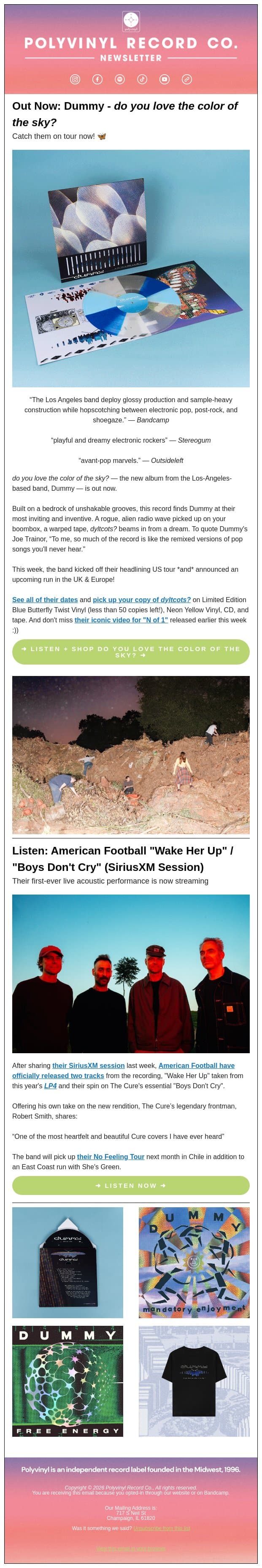 Dummy's New Album = Out Now email from Sonder Living screenshot