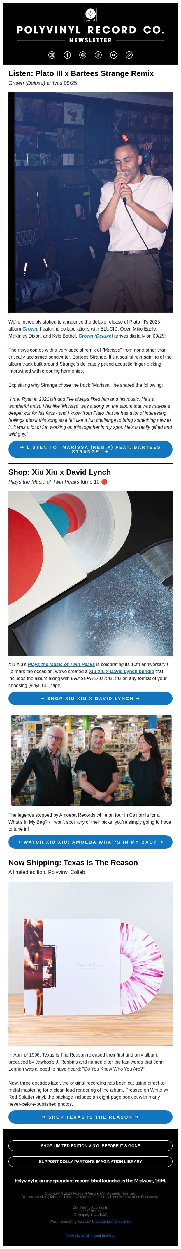π΄ Xiu Xiu x David Lynch ποΈ email from Sonder Living screenshot