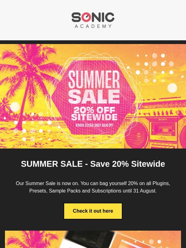 Summer Sale Now on - 20% off EVERYTHING π€π€ email from Sonic Academy