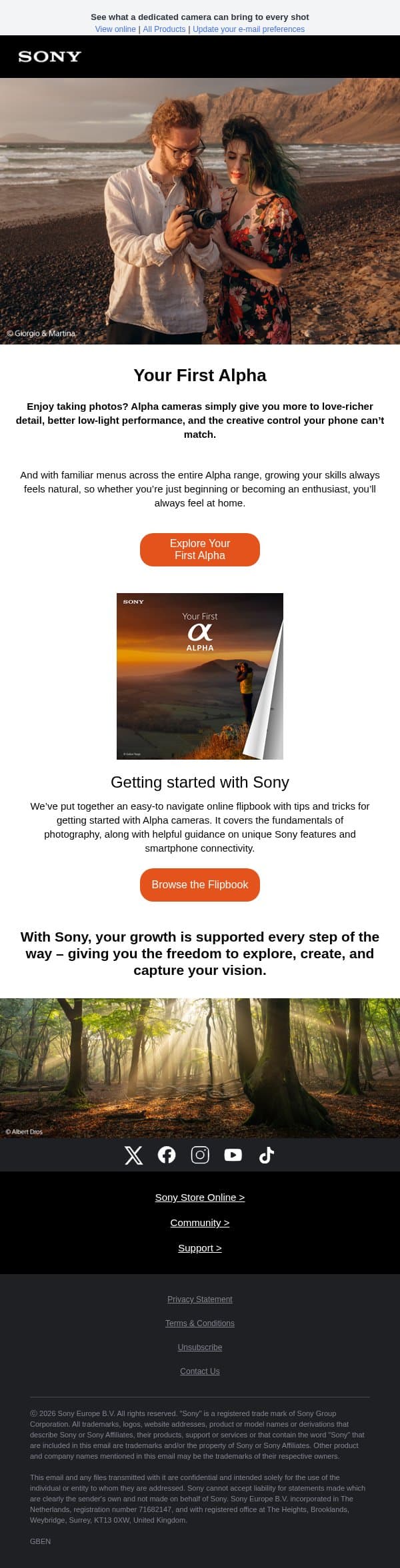 Your First Alpha email from Sony UK screenshot