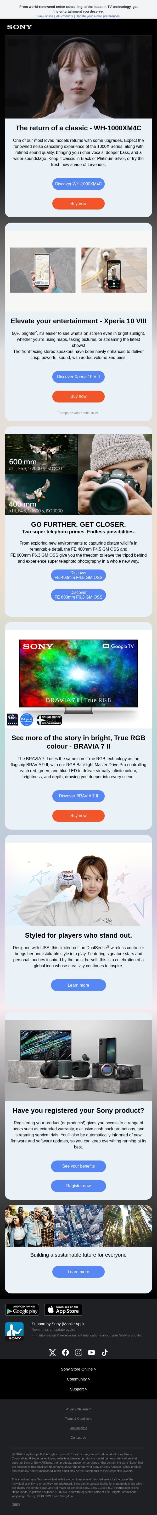 Upgrade your entertainment email from Sony UK screenshot