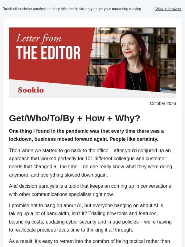 Get/Who/To/By + How + Why? email from Sookio