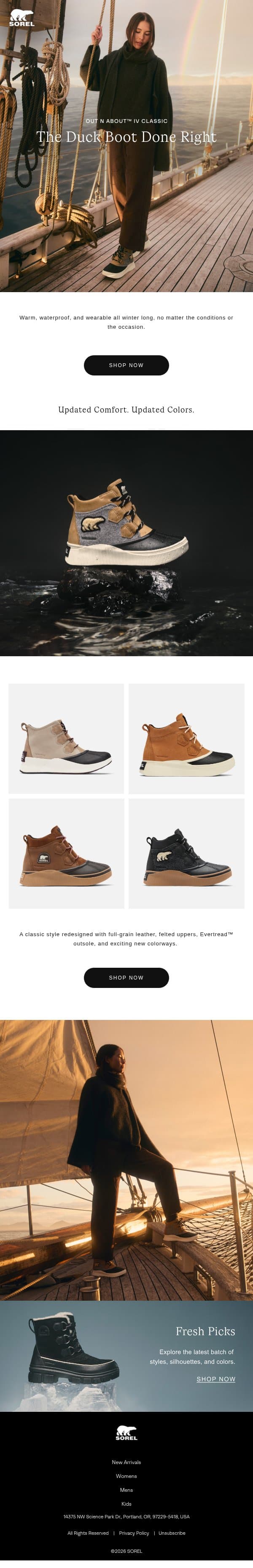 Spend All Winter Out N About email from Sorel screenshot