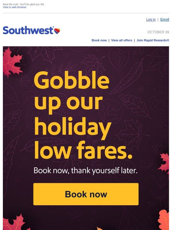 ✅ Check holiday flights off your list! email from Southwest Airlines