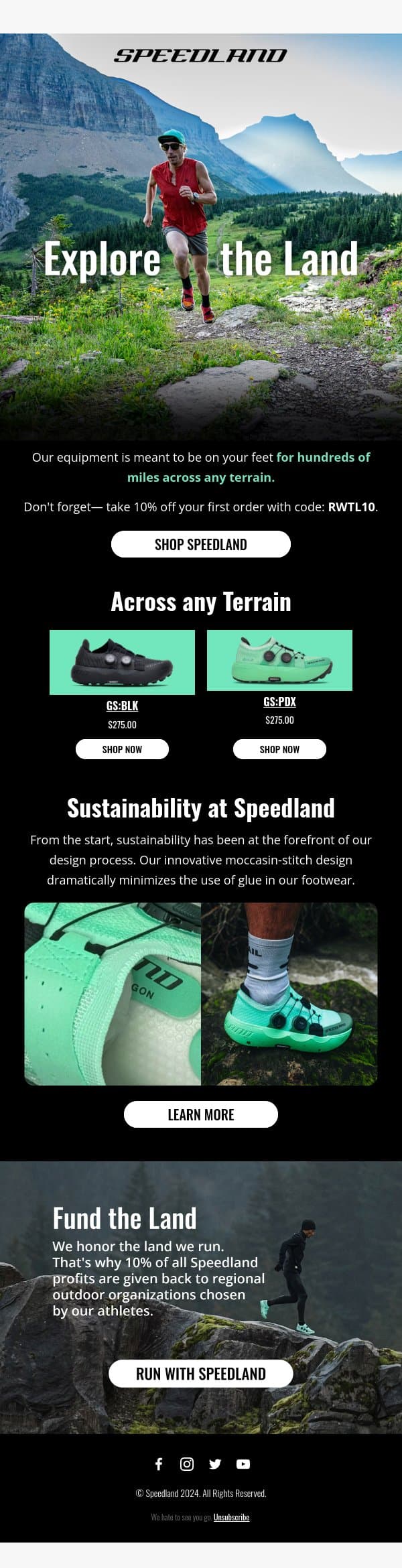 Explore the Land email from Speedland screenshot