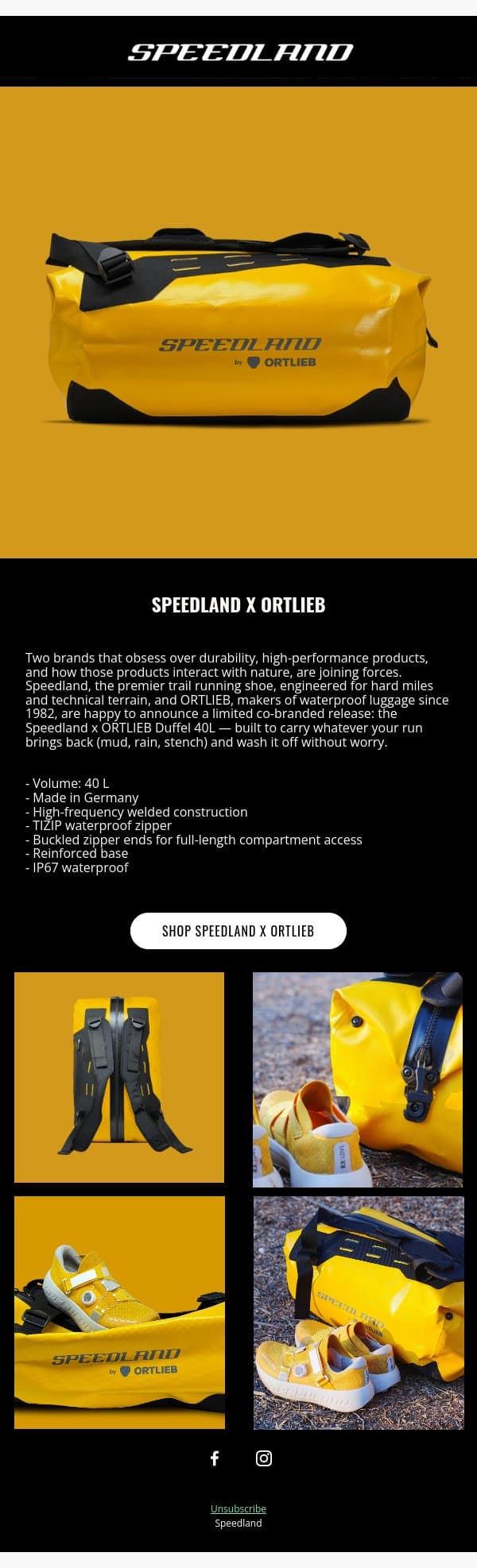 SPEEDLAND X ORTLIEB email from Speedland screenshot