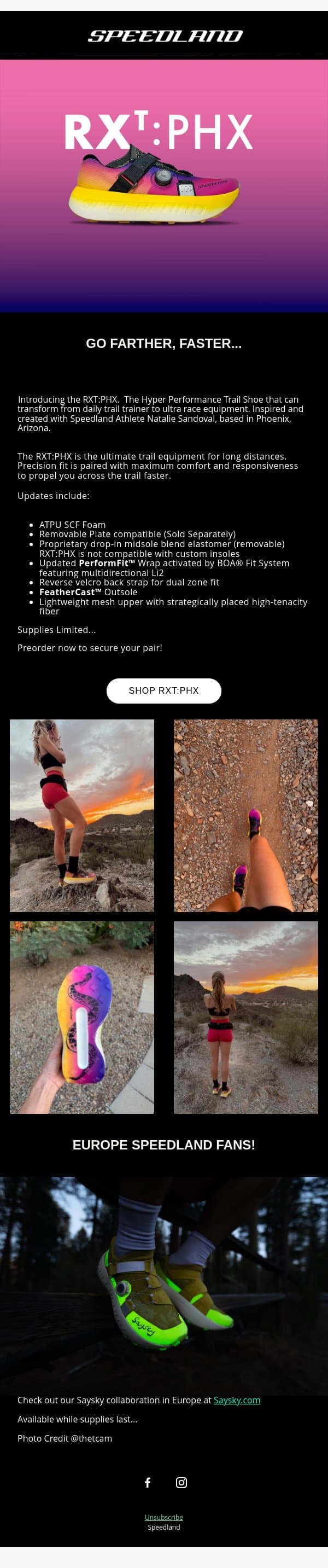 GO FARTHER, FASTER! email from Speedland screenshot