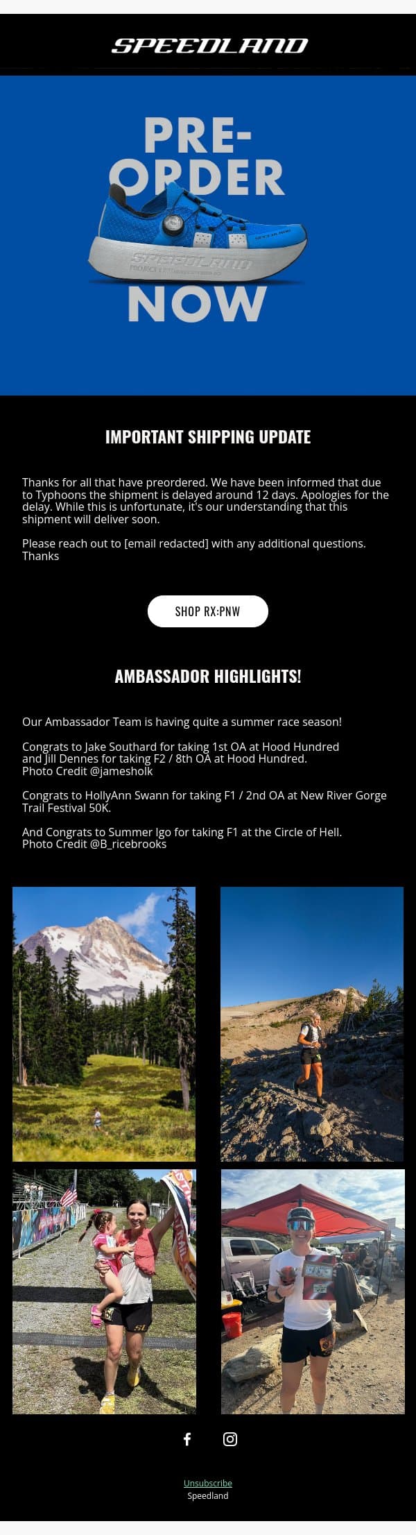 SUMMER RACING! email from Speedland screenshot
