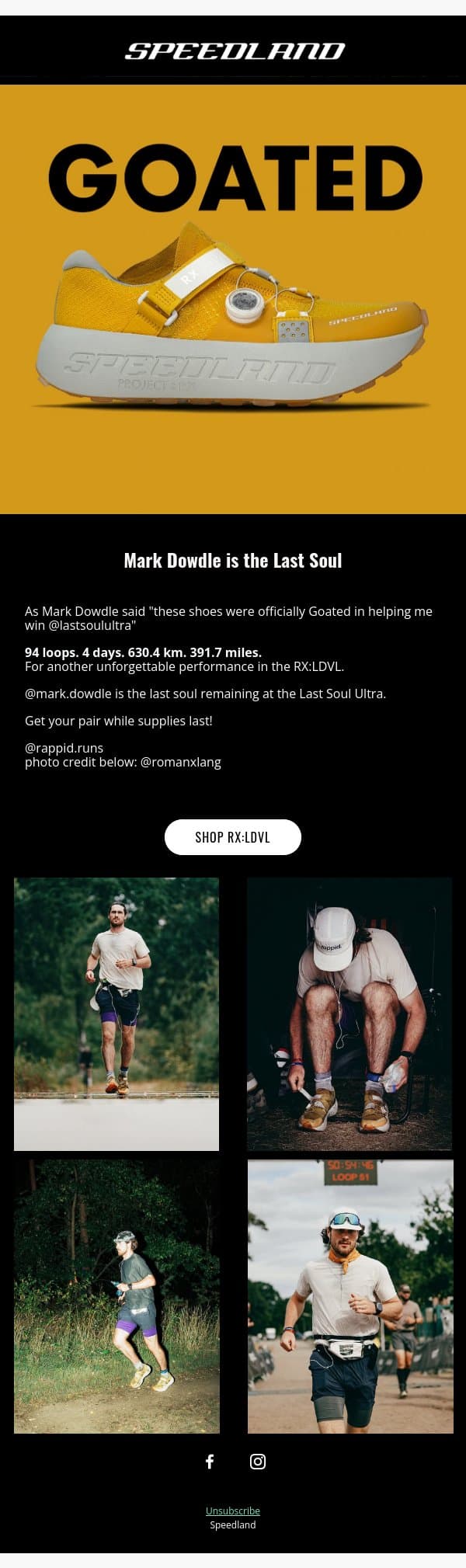 GOATED email from Speedland screenshot