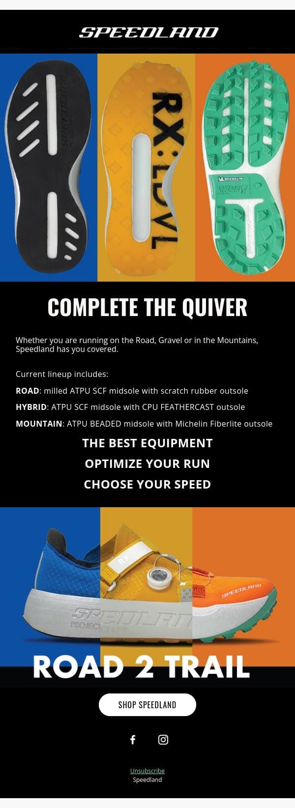 COMPLETE THE QUIVER email from Speedland screenshot