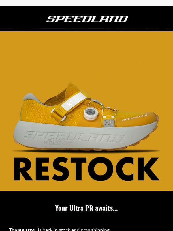 RX:LDVL RESTOCK email from Speedland