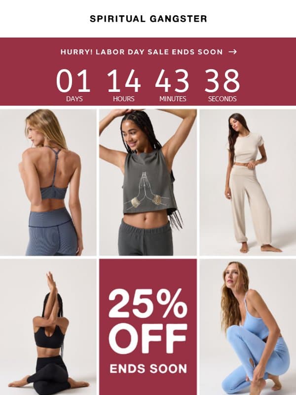 Last Savings of Summer email from Spiritual Gangster