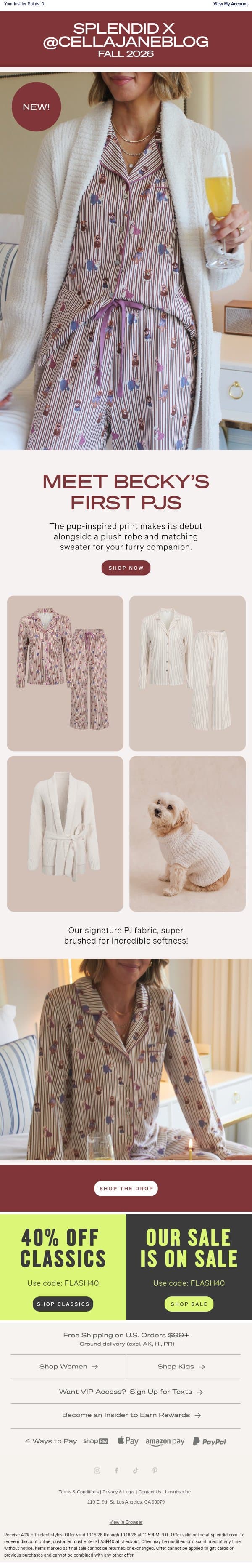 Breakfast in Bed With New Pillowsoft PJs 🥞 email from Splendid screenshot
