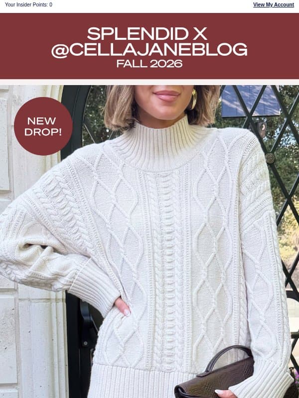 Just Dropped: @Cellajaneblog's #1 Sweater 🤎 email from Splendid