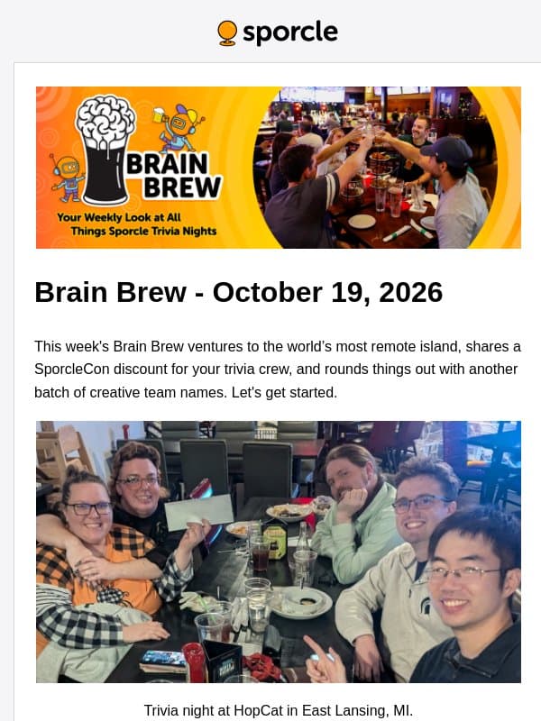 Get Lost, Then Get Your Team Together email from Sporcle