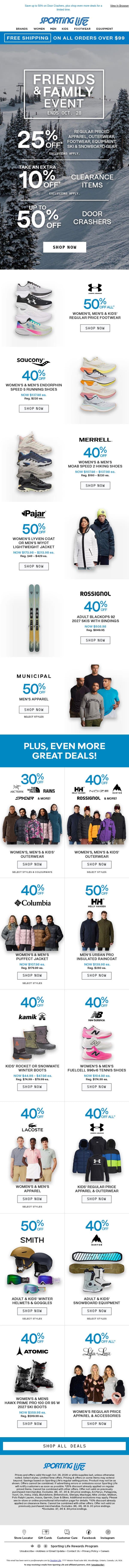 The Friends & Family Event Starts Now email from Sporting Life screenshot