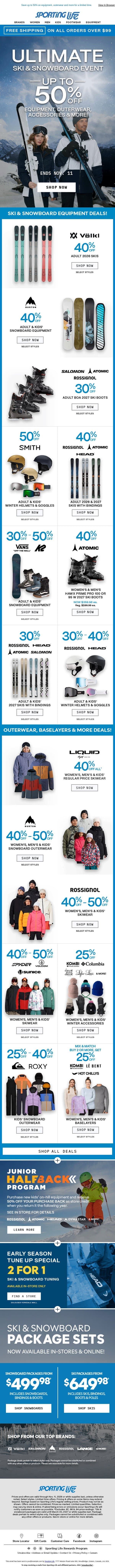 The Ultimate Ski & Snowboard Event Is On email from Sporting Life screenshot