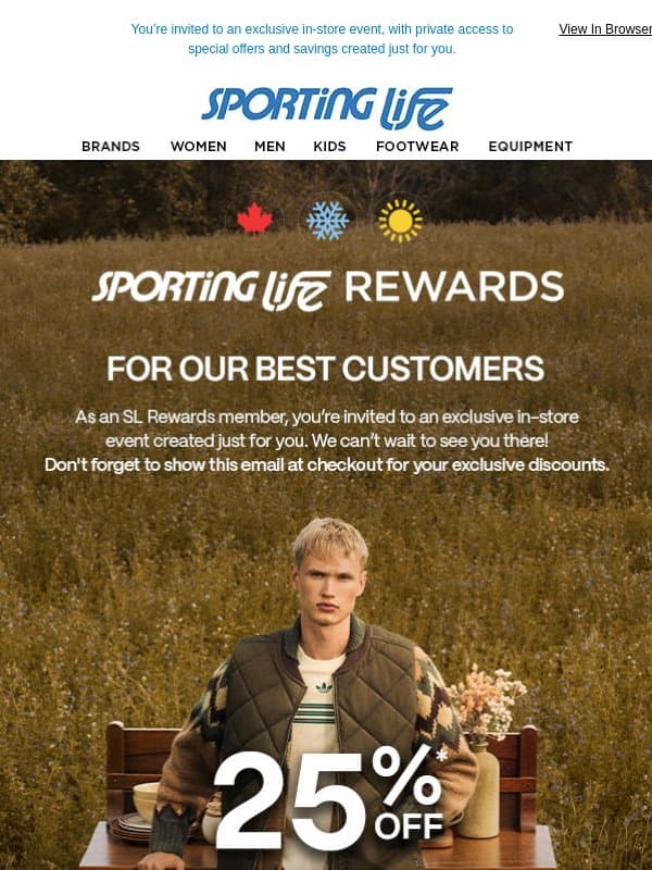 Just Because Youβre One of Our Best email from Sporting Life