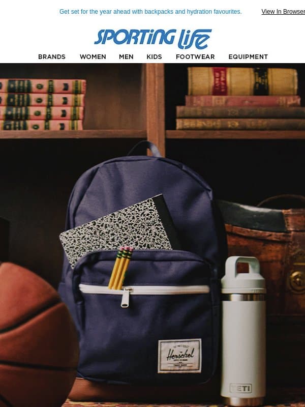 School’s Back. Your Essentials Got an Upgrade. email from Sporting Life