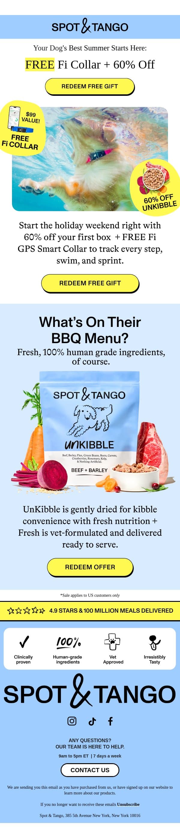 Your dog's new-customer gift is ready π email from Spot & Tango screenshot