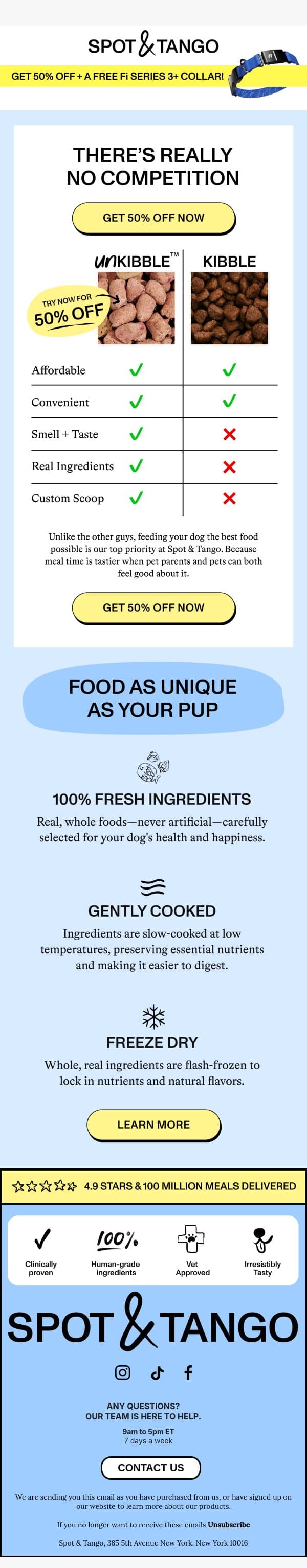 What is FreshDry™️ food? 🙋 email from Spot & Tango screenshot