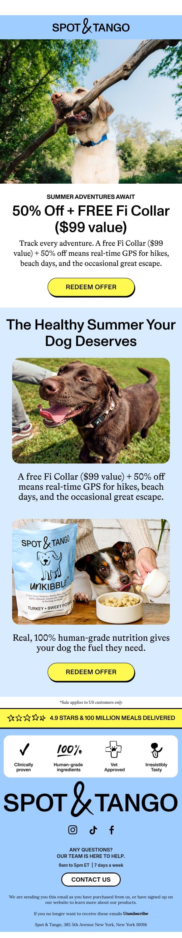Summer's better when your dog eats well ๐ถ email from Spot & Tango screenshot