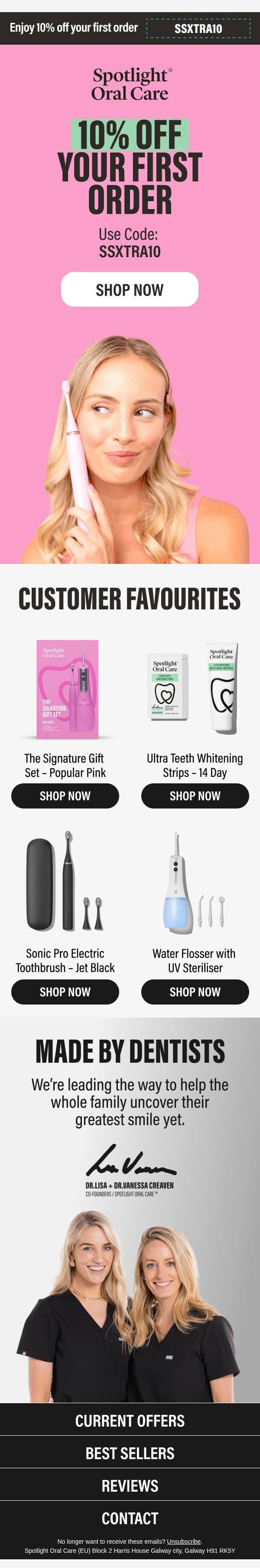 ✨ 10% OFF your first order email from Spotlight Oral Care screenshot