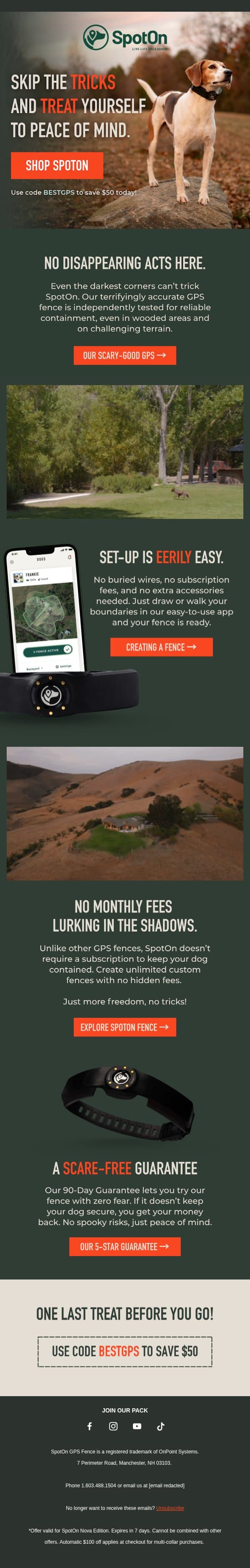 Some things aren't worth the scare. email from SpotOn screenshot