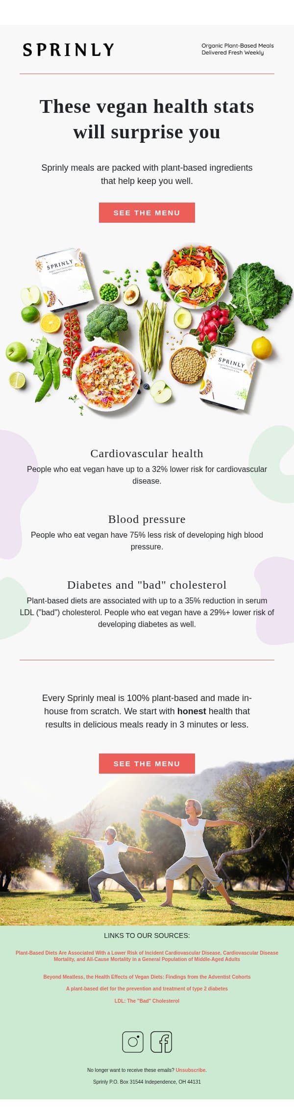 Ingredients that help keep you healthy email from Sprinly screenshot