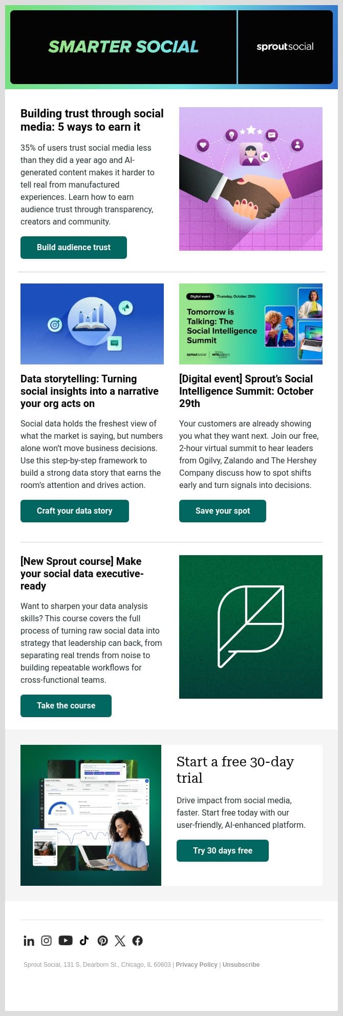 5 ways to earn audience trust on social email from Sprout Social screenshot