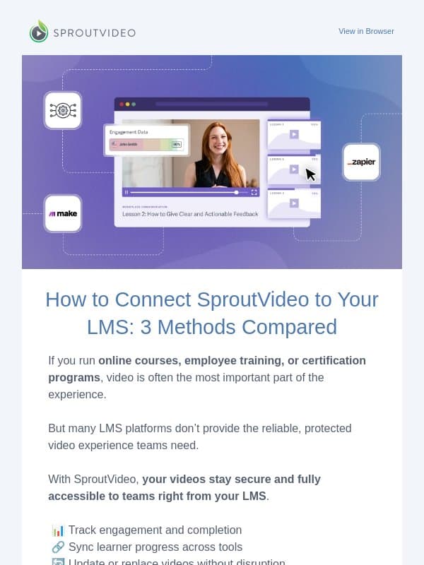 Lock & Learn: Secure Training Videos in LMS email from SproutVideo