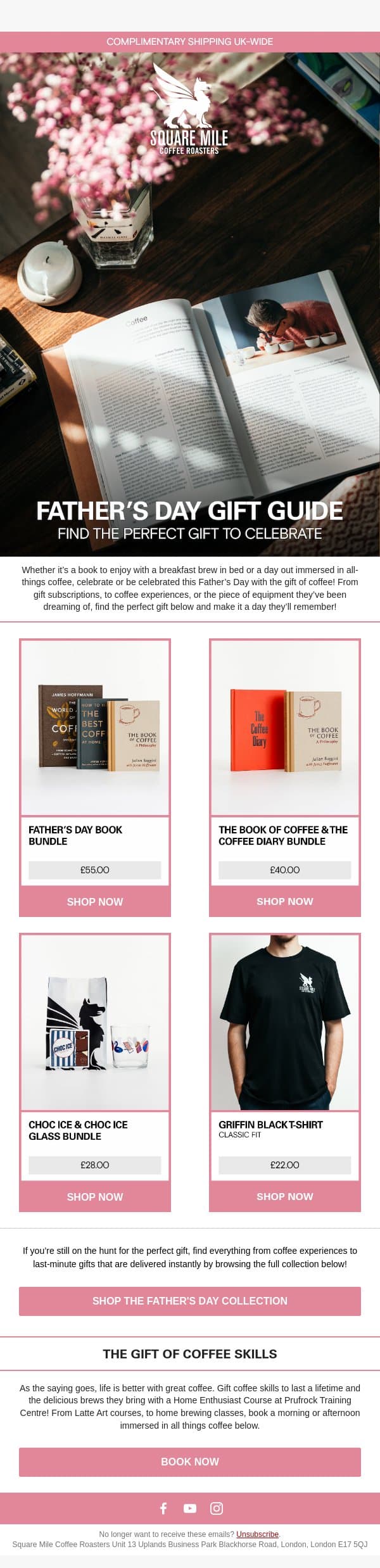 Celebrate Father's Day with Coffee! email from Square Mile Coffee Roasters screenshot
